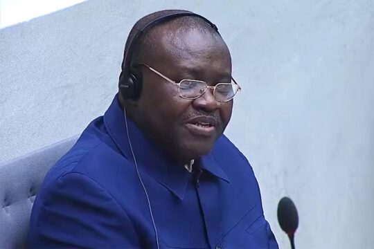 Ngaïssona testifies at the ICC on his alleged role in crimes committed in the Central African Republic. Photo: Ngaïsonna speaks at the International Criminal Court on August 28, 2024.