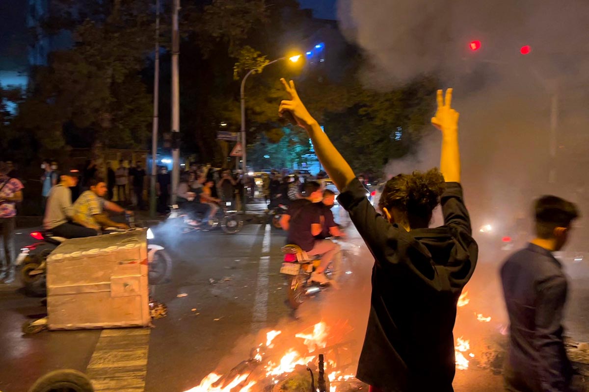 Demonstration in Iran following the death of Mahsa Amini in September 2022.