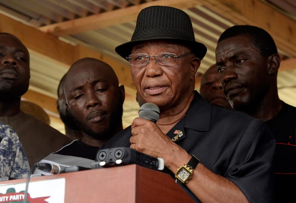 Joseph Boakai, the President of Liberia, is having difficulty choosing the head of the war crimes tribunal. Photo: Boakai delivers a speech.