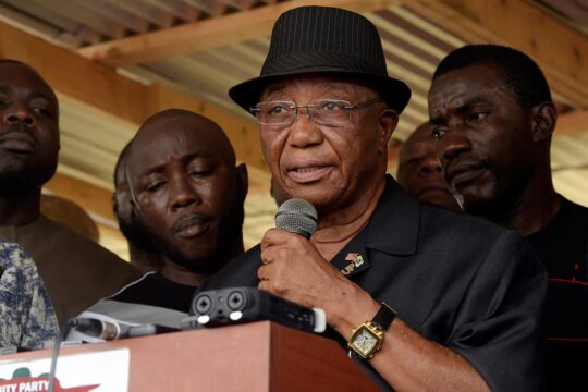 Joseph Boakai, the President of Liberia, is having difficulty choosing the head of the war crimes tribunal. Photo: Boakai delivers a speech.