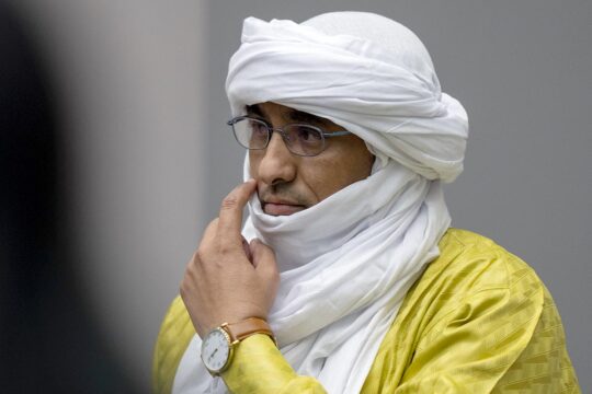 Abdoulaziz Al Hassan (Mali) le jour de son jugement à la Cour pénale internationale (CPI) pour crimes de guerre et crimes contre l'humanité.