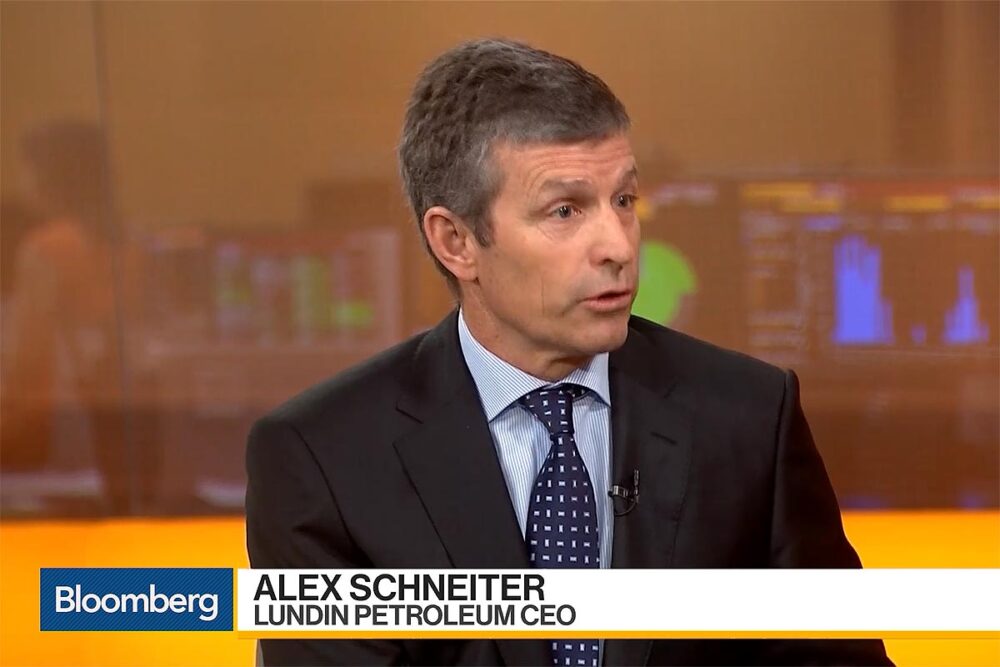 Alexandre Schneiter, ex-PDG de Lundin Oil, donne sa version des faits lors de son procès en Suède pour des accusations de complicité dans des crimes de guerre commis au Soudan. Photo : Schneiter lors d'une interview vidéo pour Bloomberg.