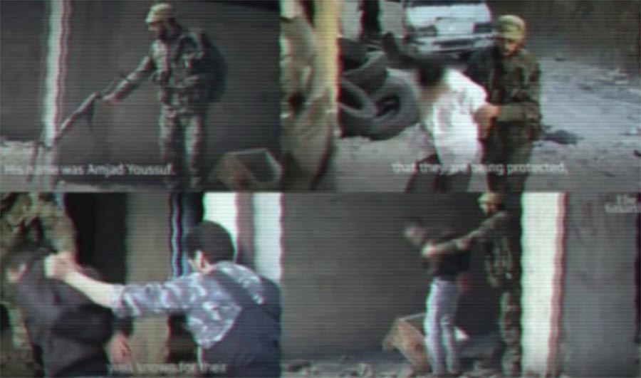 Screenshots taken from amateur videos filming the Tadamon massacre in Syria.